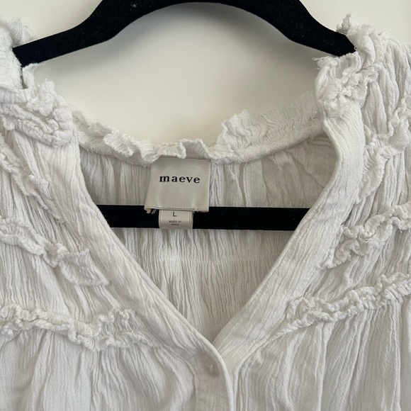 Maeve Short-Sleeve Ruffle Yoke Blouse - Picture 2 of 6